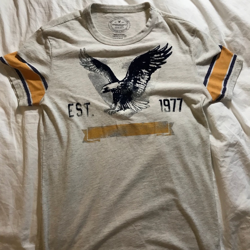 White and Yellow American Eagle T-Shirt
